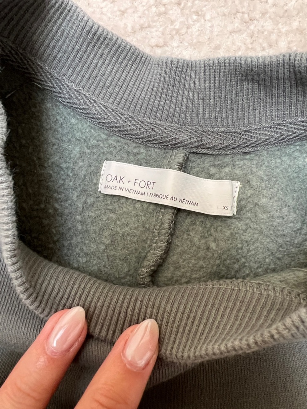 OAK + FORT Olive Pullover Sweatshirt - Picture 2 of 11